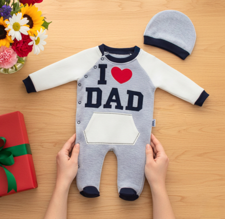 Haine bebelusi baieti - Salopeta pentru nou nascuti si bebelusi, model Dad