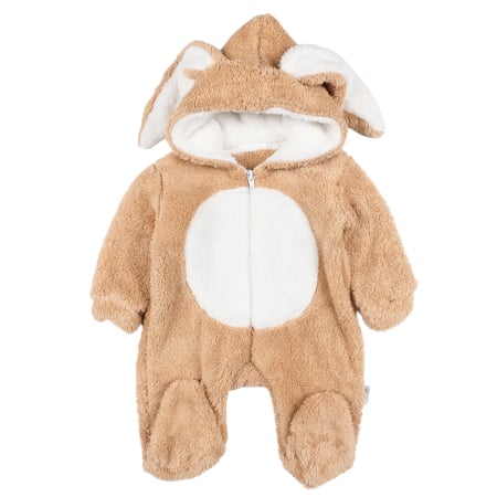 Salopete bebelusi fete - Salopeta plusata pentru bebelusi, model iepuras Brun