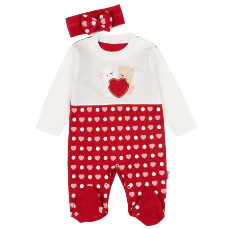 Haine bebelusi fete - Salopeta si bentita model cu Inimioare