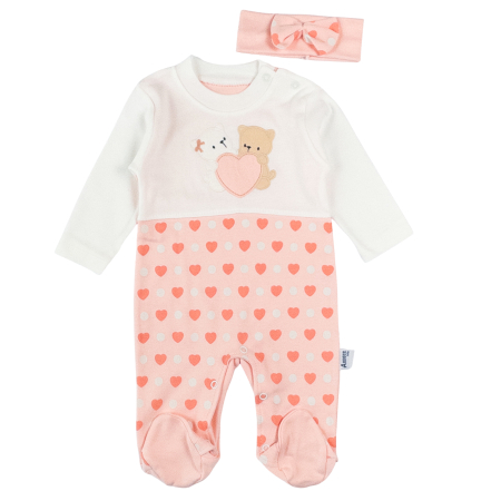 Haine bebelusi fete ❤️ - Salopeta si bentita model cu Bulinute