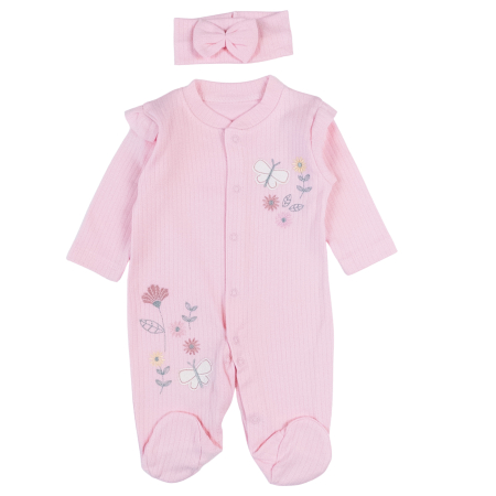 Haine bebelusi fete - Salopeta si bentita pentru bebelusi, model Cu Floricele