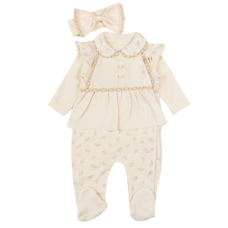 Salopete bebelusi fete - Salopeta si Bentita pentru fetite, culoare bej
