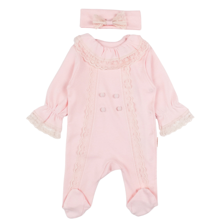 Haine bebelusi fete - Salopeta si Bentita pentru fetite, model dantela