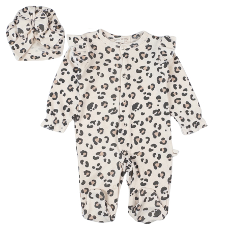 Haine bebelusi fete ❤️ - Salopeta si turban model animal print