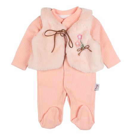 Imbracaminte nou-nascuti - Salopeta si vesta pentru bebelusi, model Floricele