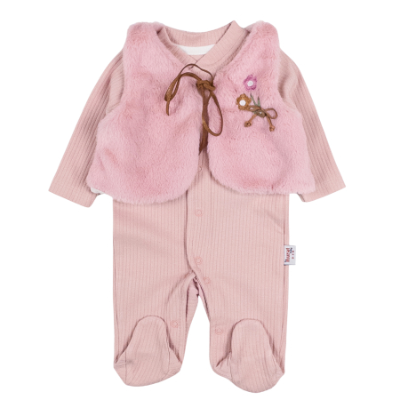 Imbracaminte nou-nascuti - Salopeta si vesta pentru bebelusi, model Floricele