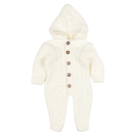 Imbracaminte nou-nascuti - Salopeta tricotata pentru bebelusi, culoare alb