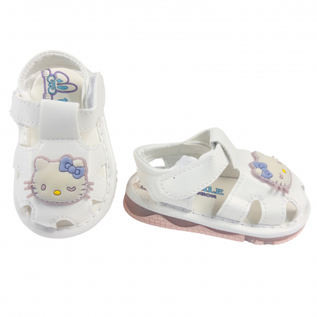 Botosi, sosete, dresuri, caciuli - Sandalute model Kitty cu luminite Led, alb