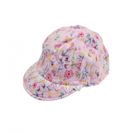 Botosi, sosete, dresuri, caciuli - Șepcuță Bebeluși  model floricele, 0-6 luni, roz
