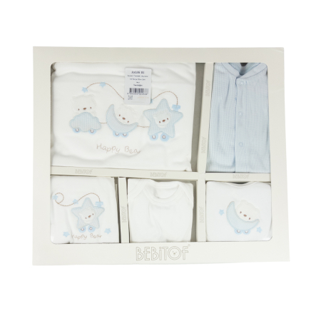 Haine bebelusi baieti ❤️ - Set 10 Piese Nou-Născut Băieți cu Detalii Bleu și Papion - Copie