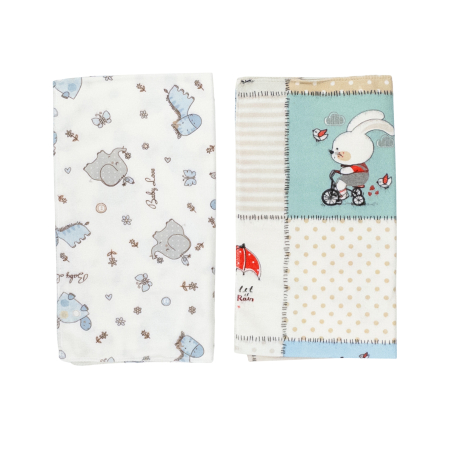 Botosi, sosete, dresuri, caciuli - Set 2 scutece din finet, 70x75 cm, model Iepuras