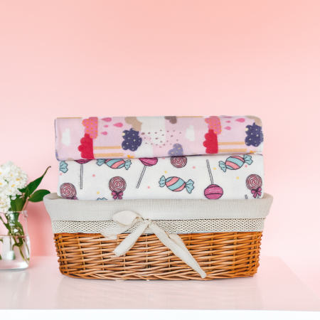 Botosi, sosete, dresuri, caciuli - Set 2 scutece din finet, 70x75 cm, Colorate, model Norisor