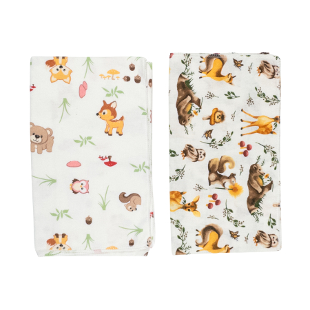 Botosi, sosete, dresuri, caciuli - Set 2 scutece din finet, 70x75 cm, model Animalute