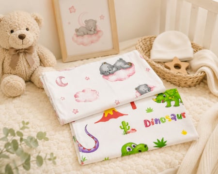 Sosete si botosei - Set 2 scutece din finet, 70x75 cm, model Norisori