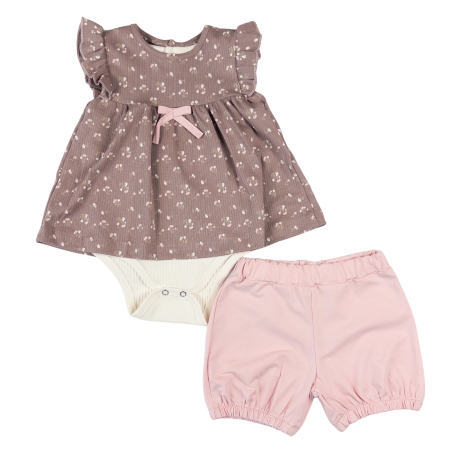 Haine bebelusi fete ❤️ - Set 3 Piese Bebeluşi Fetiţe, cu Imprimeu Floral