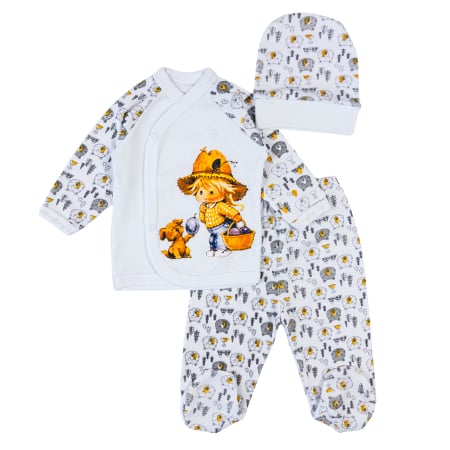 Haine bebelusi baieti ❤️ - Set 3 Piese Nou-Născuți, Bumbac, Design Ursuleț Explorator