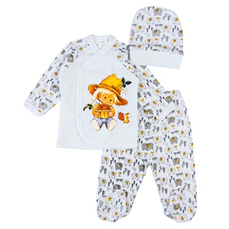 Haine bebelusi baieti ❤️ - Set 3 Piese Nou-Născuți, Bumbac, Design Ursuleț Explorator
