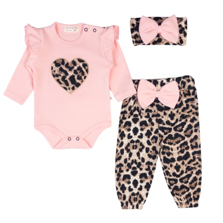 Seturi fetite - Set 3 piese pentru fetite, model Leopard, Roz