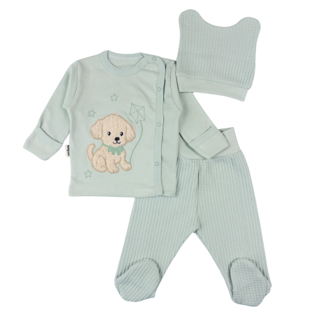 Haine bebelusi baieti ❤️ - Set 3 piese pentru nou nascuti, model Catelus