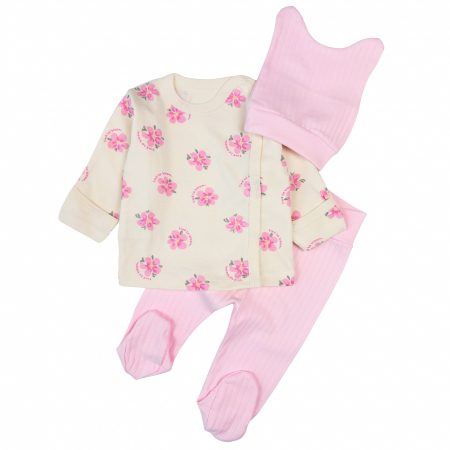 Noutăți - Set 3 Piese pentru Nou Nascuti, Model Floral