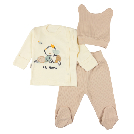 Haine bebelusi baieti ❤️ - Set 3 piese pentru nou nascuti, My Friend, Tonuri Naturale