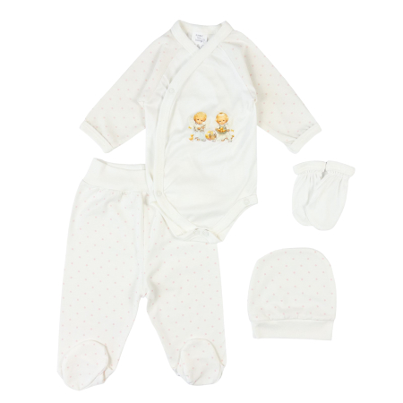 Haine bebelusi baieti ❤️ - Set 4 Piese Nou-Născut, model cu Îngerași