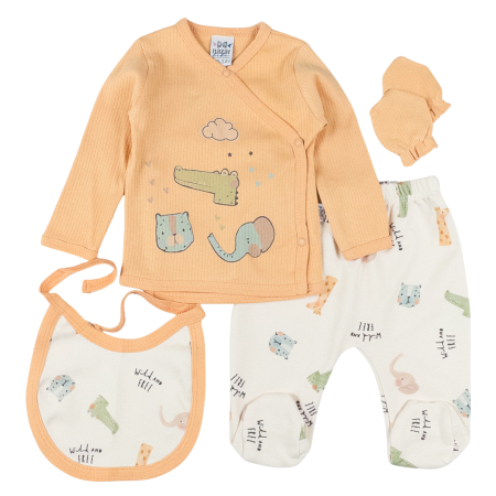 Haine bebelusi baieti ❤️ - Set 4 piese pentru nou nascuti, model Safari