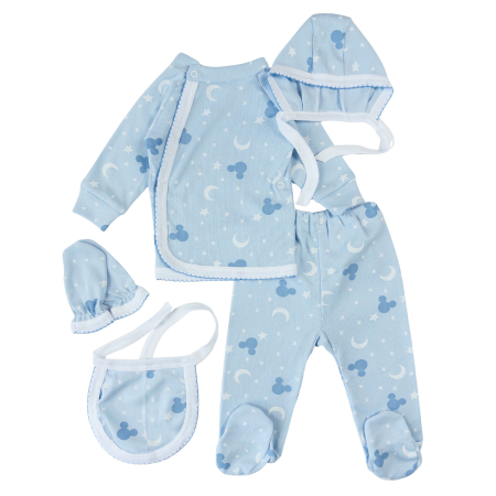 Haine bebelusi baieti ❤️ - Set 5 piese pentru nou nascuti, Albastru cu Steluțe