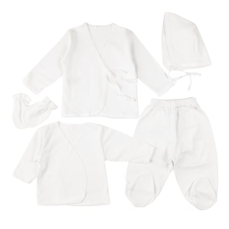 Haine bebelusi fete ❤️ - Set 5 piese pentru nou-născuți, alb