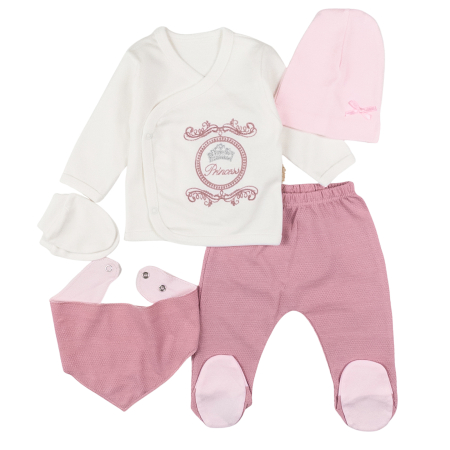 Seturi fetite - Set 5 piese pentru Nou Nascuti fetite, Model Princess