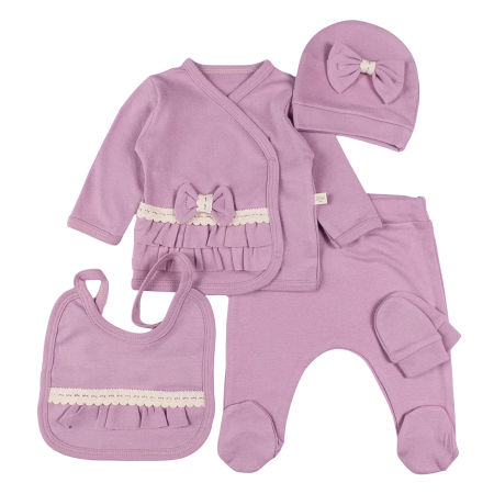 Seturi fetite - Set 5 piese pentru Nou Nascuti fetite, Model Fundite