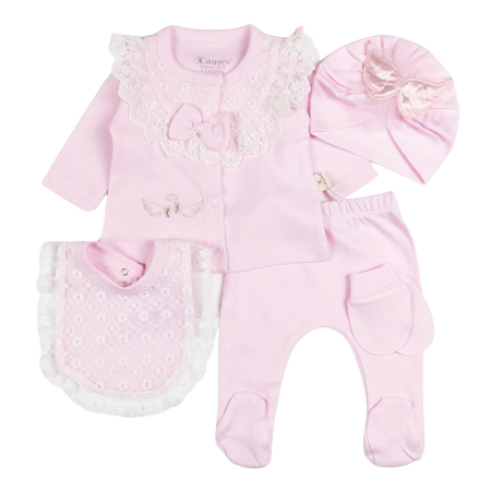 Haine bebelusi fete ❤️ - Set 5 piese pentru Nou Nascuti fetite, Model Ingeras