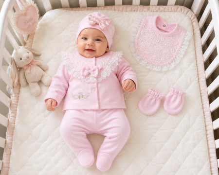 Haine bebelusi fete ❤️ - Set 5 piese pentru Nou Nascuti fetite, Model Ingeras