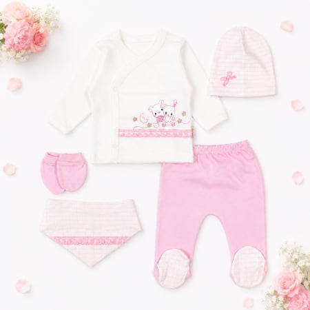 Imbracaminte nou-nascuti ❤️ - Set 5 piese pentru Nou Nascuti fetite, Model Ursuleti