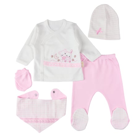 Seturi fetite - Set 5 piese pentru Nou Nascuti fetite, Model Ursuleti