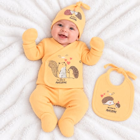 Imbracaminte nou-nascuti ❤️ - Set 5 piese pentru nou nascuti, imprimeul Aricel