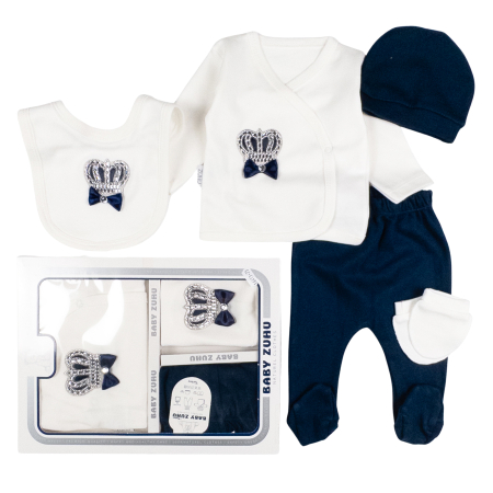 Haine bebelusi baieti - Set 5 piese pentru nou nascuti, model King