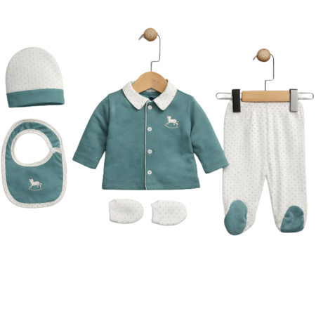 Haine bebelusi baieti ❤️ - Set 5 piese pentru nou nascuti, model Elegance