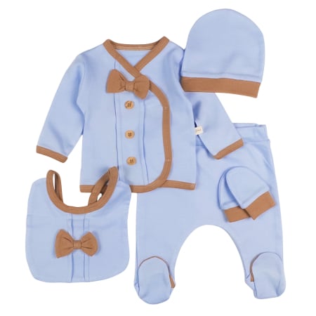 Compleuri bebelusi baieti - Set 5 piese pentru nou nascuti, model cu Papion