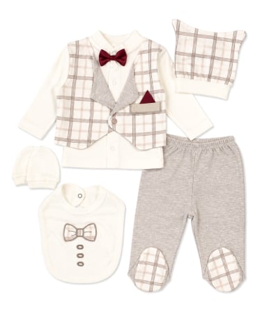 Imbracaminte nou-nascuti ❤️ - Set 5 piese pentru nou nascuti, model cu Papion