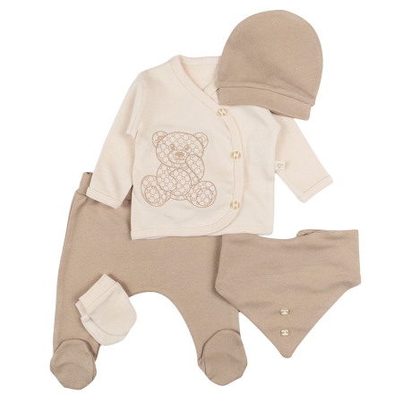 Compleuri bebelusi baieti - Set 5 piese pentru nou nascuti, model cu Ursulet