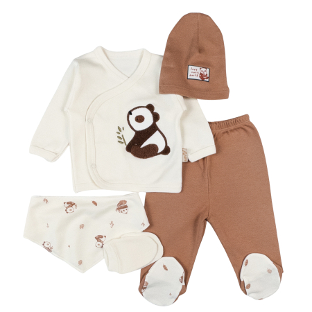 Haine bebelusi baieti ❤️ - Set 5 piese pentru nou nascuti, model cu Ursulet Panda