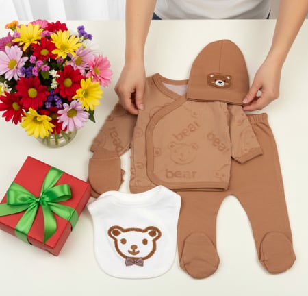 Compleuri bebelusi baieti - Set 5 piese pentru nou nascuti, model cu Ursuleti