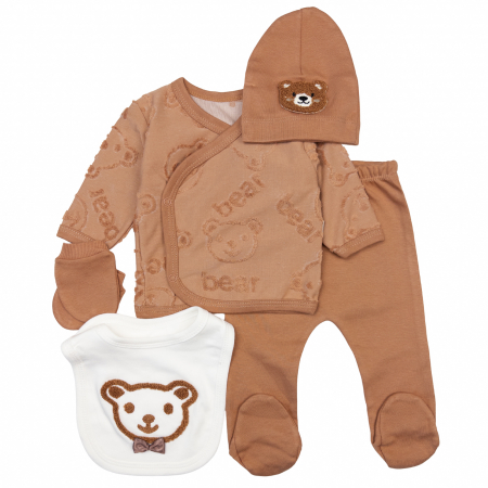Imbracaminte nou-nascuti - Set 5 piese pentru nou nascuti, model cu Ursuleti