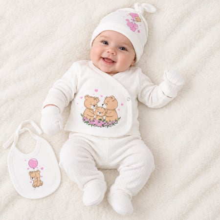 Imbracaminte nou-nascuti ❤️ - Set 5 piese pentru nou nascuti, model Familia de Ursuleți
