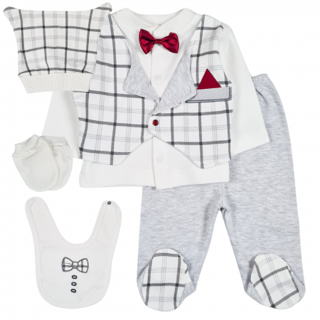 Imbracaminte nou-nascuti - Set 5 piese pentru nou nascuti, model Elegance