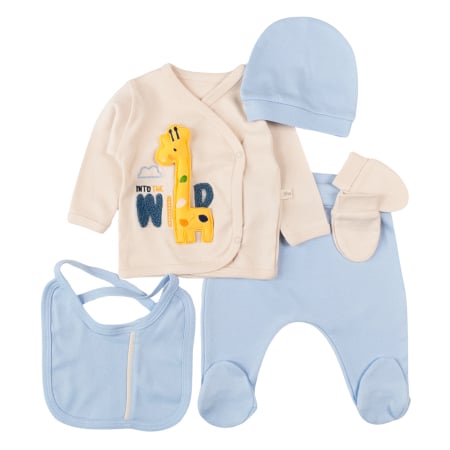 Compleuri bebelusi baieti - Set 5 piese pentru nou nascuti, model Wild