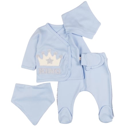 Compleuri bebelusi baieti - Set 5 piese pentru nou nascuti, model King, bleu