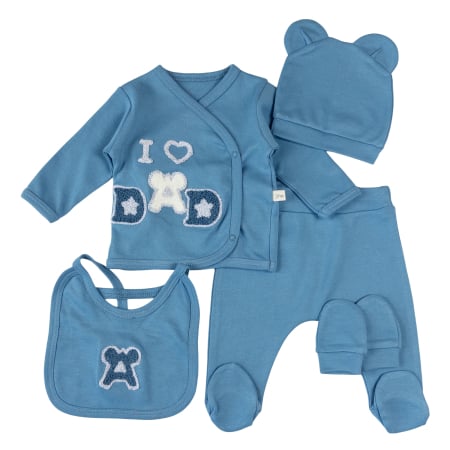 Compleuri bebelusi baieti - Set 5 piese pentru nou nascuti, model LoveDad