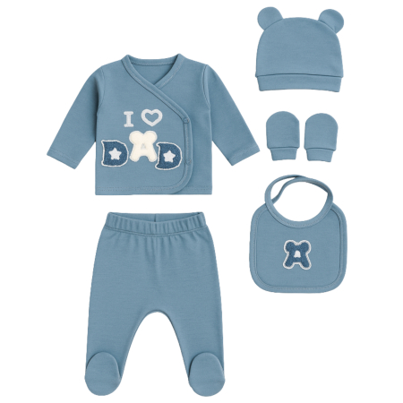 Haine bebelusi baieti ❤️ - Set 5 piese pentru nou nascuti, model LoveDad